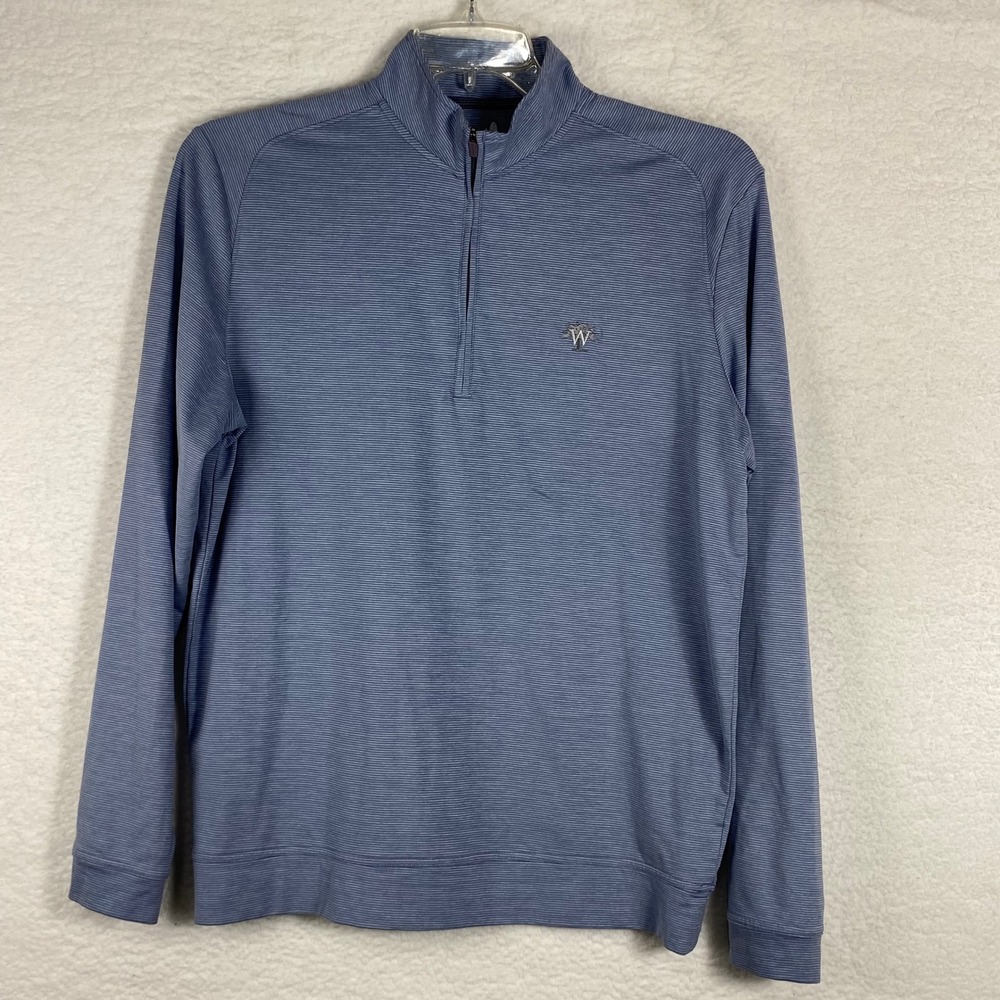 Johnnie-O Waialae Country Club Vaughn Mens M Quarter Zip Pullover Blue Stripe